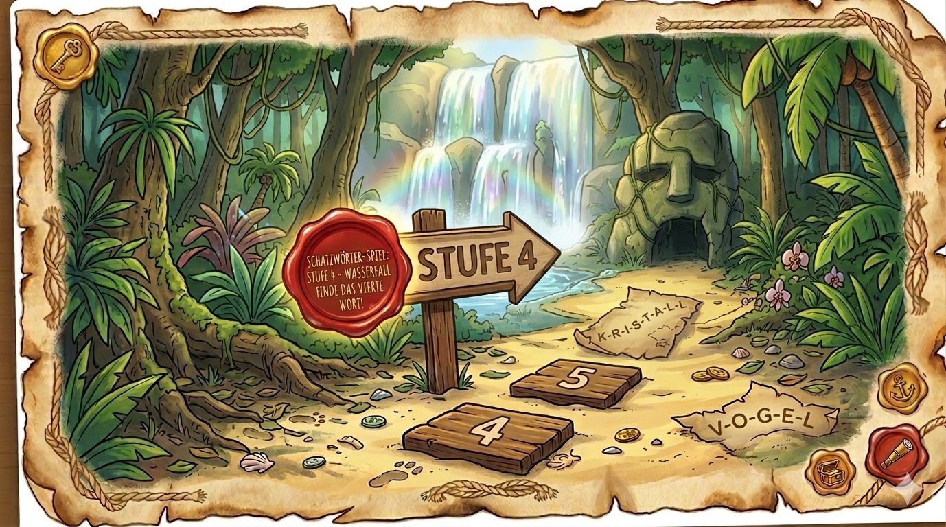 Stufe 4: Rauschender Wasserfall im Dschungel